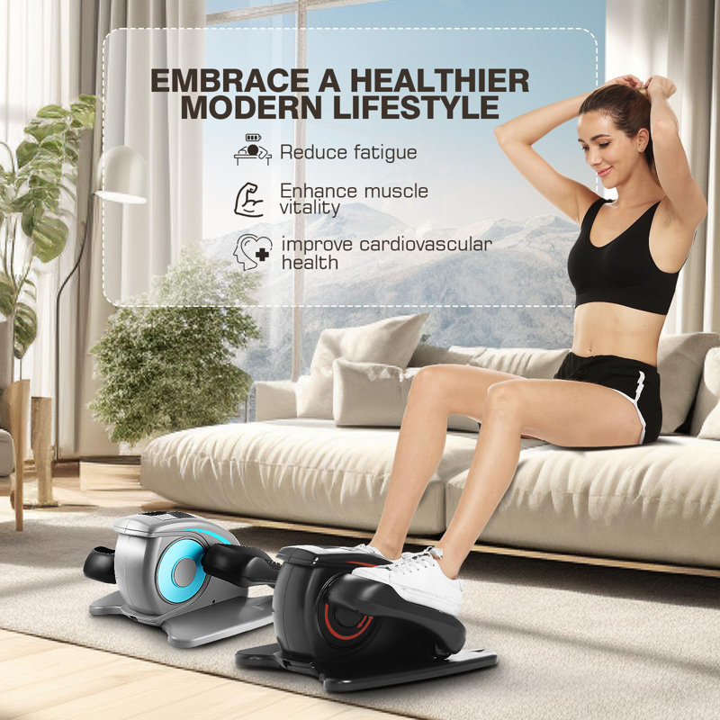Under Desk Elliptical Machine Electric Seated Pedal Exerciser Mini Elliptical Machines For Seniors LCD Display Monitor Remote Control Leg